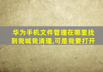 华为手机文件管理在哪里找到我喊我清理,可是我要打开