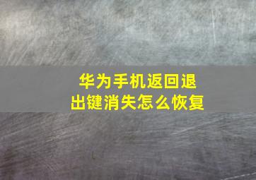 华为手机返回退出键消失怎么恢复