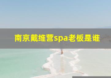 南京戴维营spa老板是谁