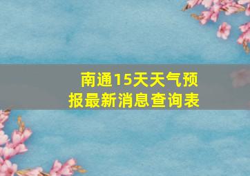 南通15天天气预报最新消息查询表