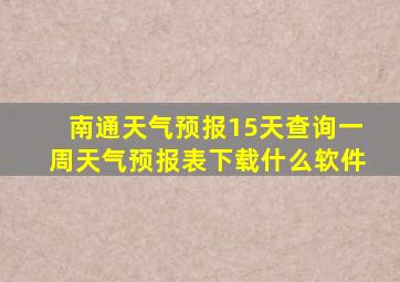 南通天气预报15天查询一周天气预报表下载什么软件