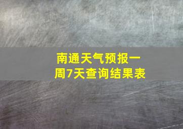 南通天气预报一周7天查询结果表