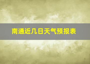 南通近几日天气预报表