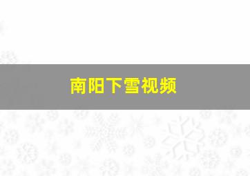 南阳下雪视频