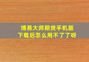 博易大师期货手机版下载后怎么用不了了呀