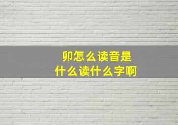 卯怎么读音是什么读什么字啊