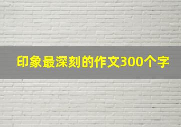 印象最深刻的作文300个字