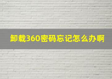 卸载360密码忘记怎么办啊