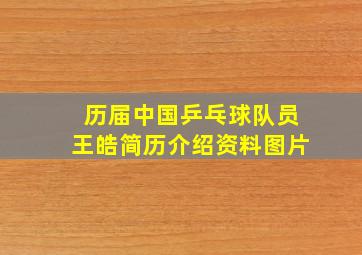 历届中国乒乓球队员王皓简历介绍资料图片