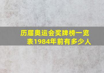 历届奥运会奖牌榜一览表1984年前有多少人