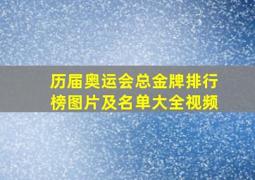 历届奥运会总金牌排行榜图片及名单大全视频