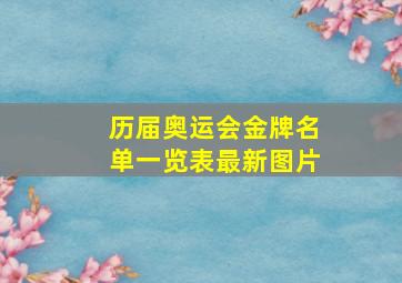 历届奥运会金牌名单一览表最新图片