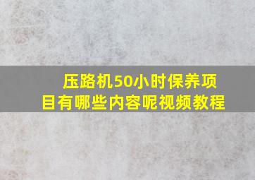 压路机50小时保养项目有哪些内容呢视频教程