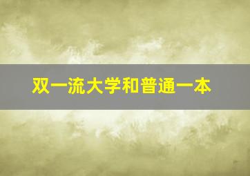 双一流大学和普通一本