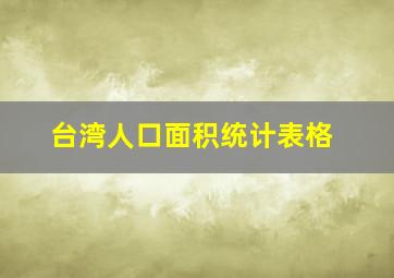 台湾人口面积统计表格