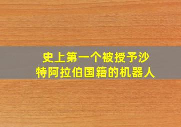 史上第一个被授予沙特阿拉伯国籍的机器人