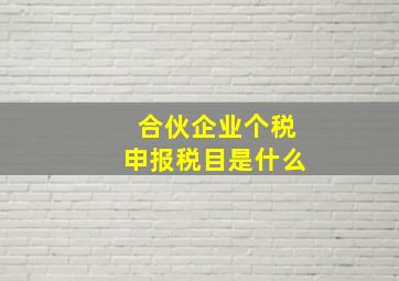 合伙企业个税申报税目是什么