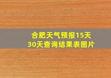 合肥天气预报15天30天查询结果表图片