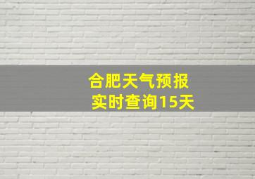 合肥天气预报实时查询15天