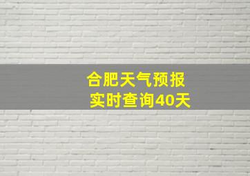 合肥天气预报实时查询40天