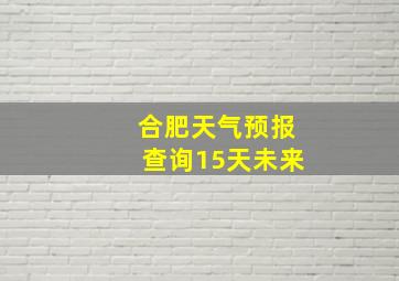 合肥天气预报查询15天未来