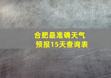 合肥最准确天气预报15天查询表