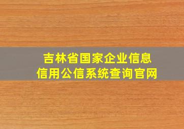 吉林省国家企业信息信用公信系统查询官网