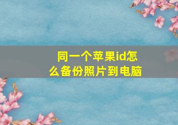 同一个苹果id怎么备份照片到电脑