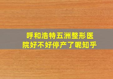 呼和浩特五洲整形医院好不好停产了呢知乎