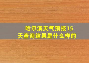 哈尔滨天气预报15天查询结果是什么样的