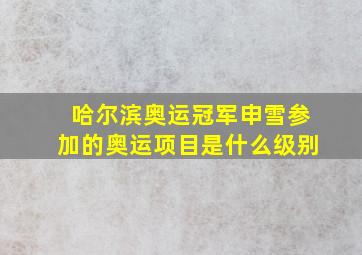 哈尔滨奥运冠军申雪参加的奥运项目是什么级别