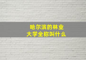 哈尔滨的林业大学全称叫什么