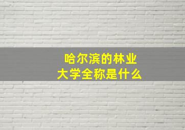 哈尔滨的林业大学全称是什么