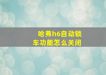 哈弗h6自动锁车功能怎么关闭