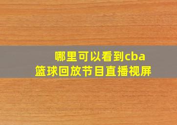 哪里可以看到cba篮球回放节目直播视屏