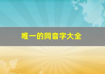 唯一的同音字大全