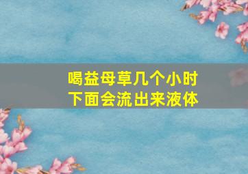 喝益母草几个小时下面会流出来液体