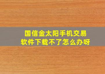 国信金太阳手机交易软件下载不了怎么办呀