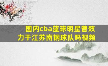 国内cba篮球明星曾效力于江苏南钢球队吗视频