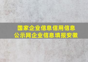 国家企业信息信用信息公示网企业信息填报安徽