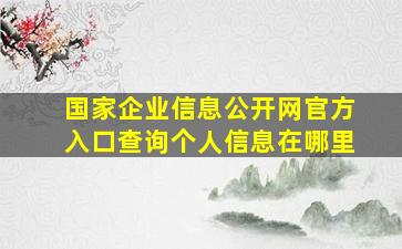 国家企业信息公开网官方入口查询个人信息在哪里