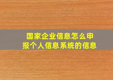 国家企业信息怎么申报个人信息系统的信息