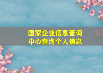 国家企业信息查询中心查询个人信息