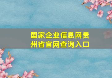 国家企业信息网贵州省官网查询入口