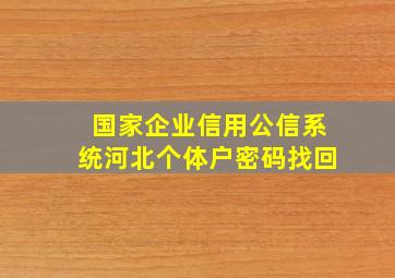 国家企业信用公信系统河北个体户密码找回