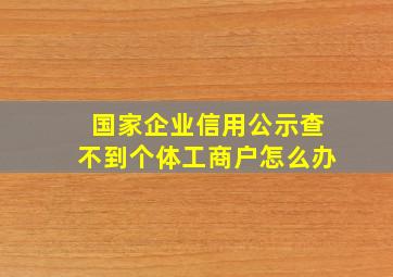 国家企业信用公示查不到个体工商户怎么办