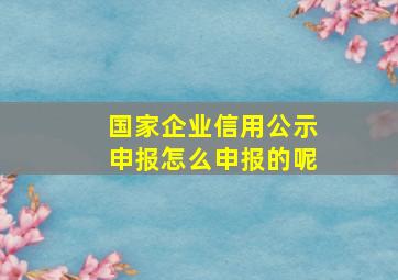 国家企业信用公示申报怎么申报的呢