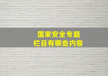 国家安全专题栏目有哪些内容