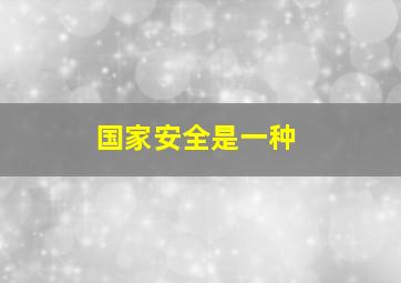 国家安全是一种