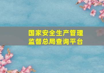 国家安全生产管理监督总局查询平台